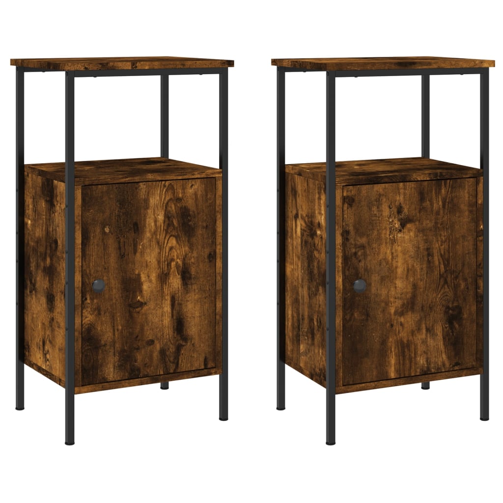 NNEVL Bedside Cabinets 2 pcs Smoked Oak 41x31x80 cm Engineered Wood