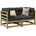 NNEVL 2 Piece Garden Sofa Set with Cushions Impregnated Wood Pine